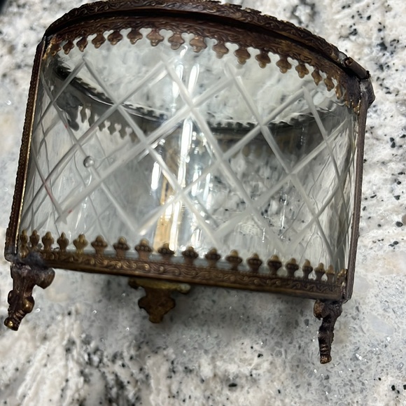 Brass & Cut Glass Jewelry / Vanity Box - Picture 7 of 7